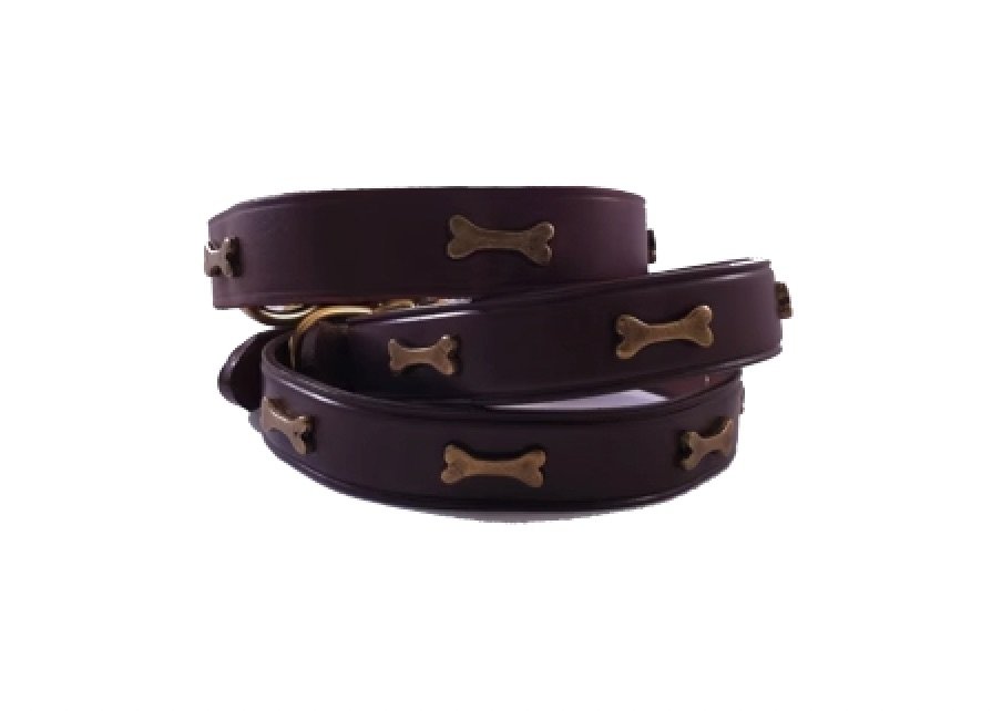 Leather dog collar with bones outlet